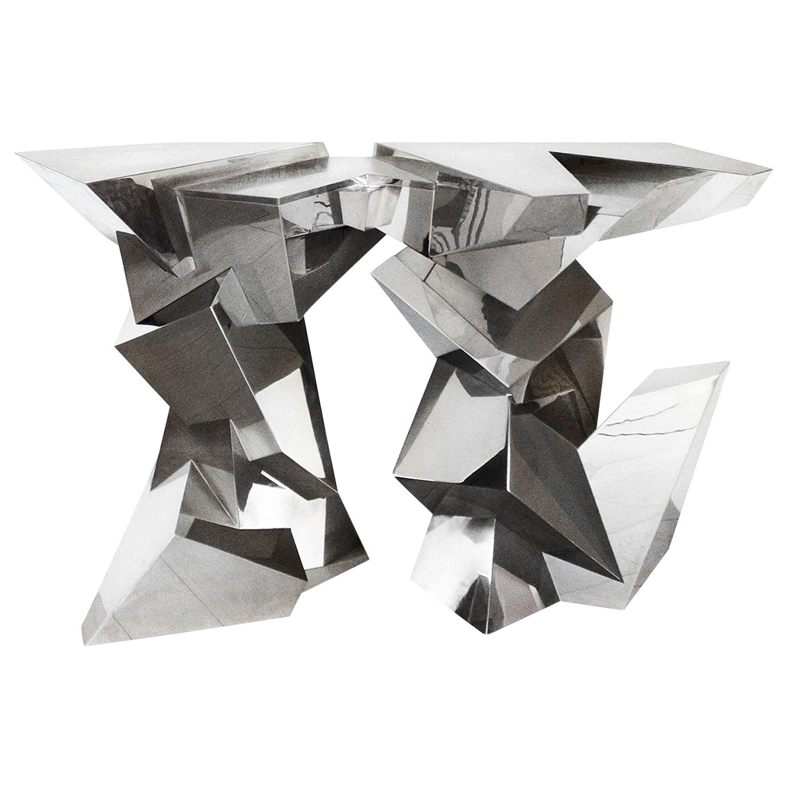 Juan and Paloma Garrido Console, 2015, Spain Silver Plated Brass and Later Nicke For Sale