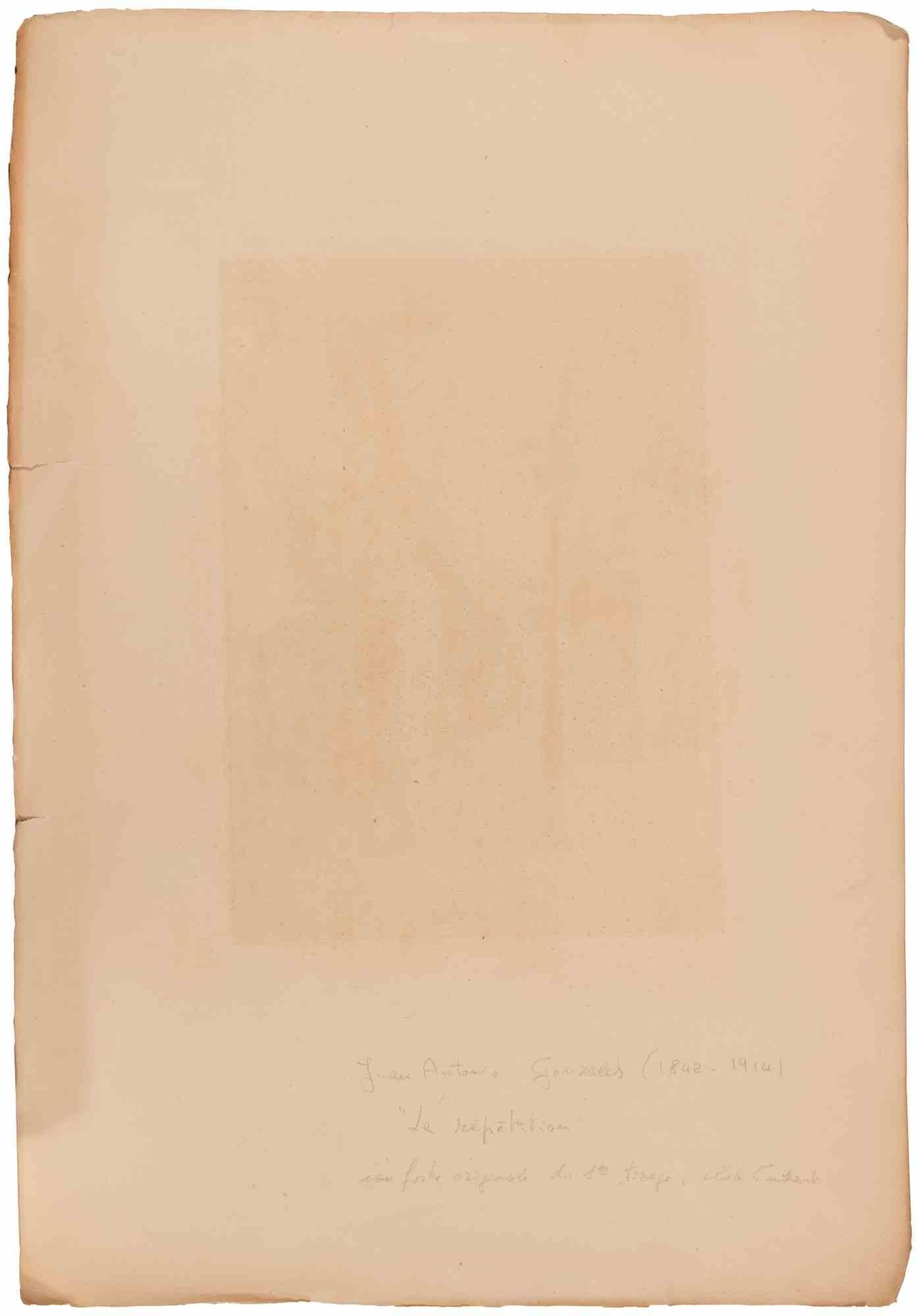 La Répetition - Etching by Juan Antonio Gonzales - Late 19th Century For Sale 1