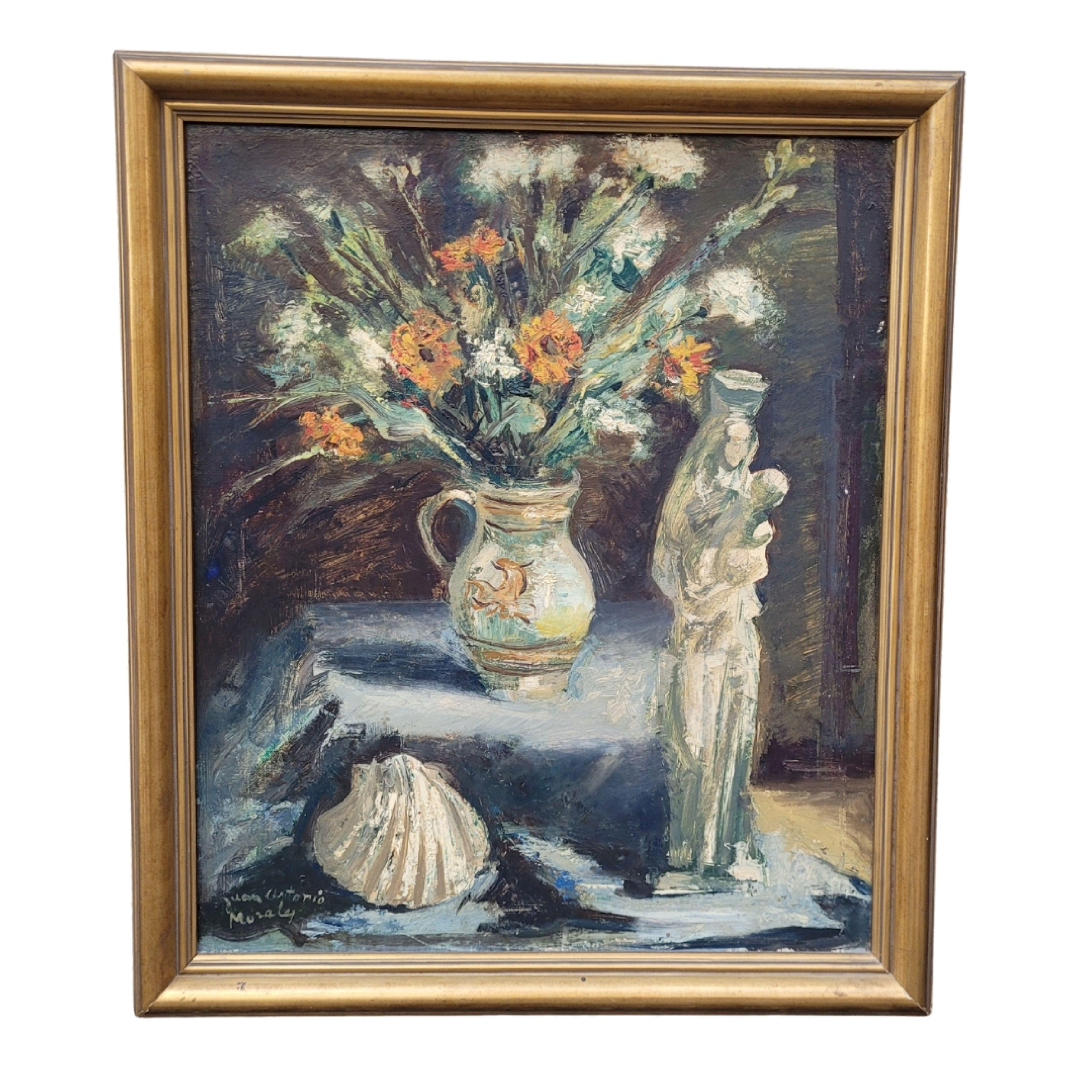 Juan Antonio Morales (Villavaquerín, Valladolid, 1909 – Madrid, 1984) Figurative Painting - Realist Oil on panel “Still Life” Juan Antonio Morales, Spain