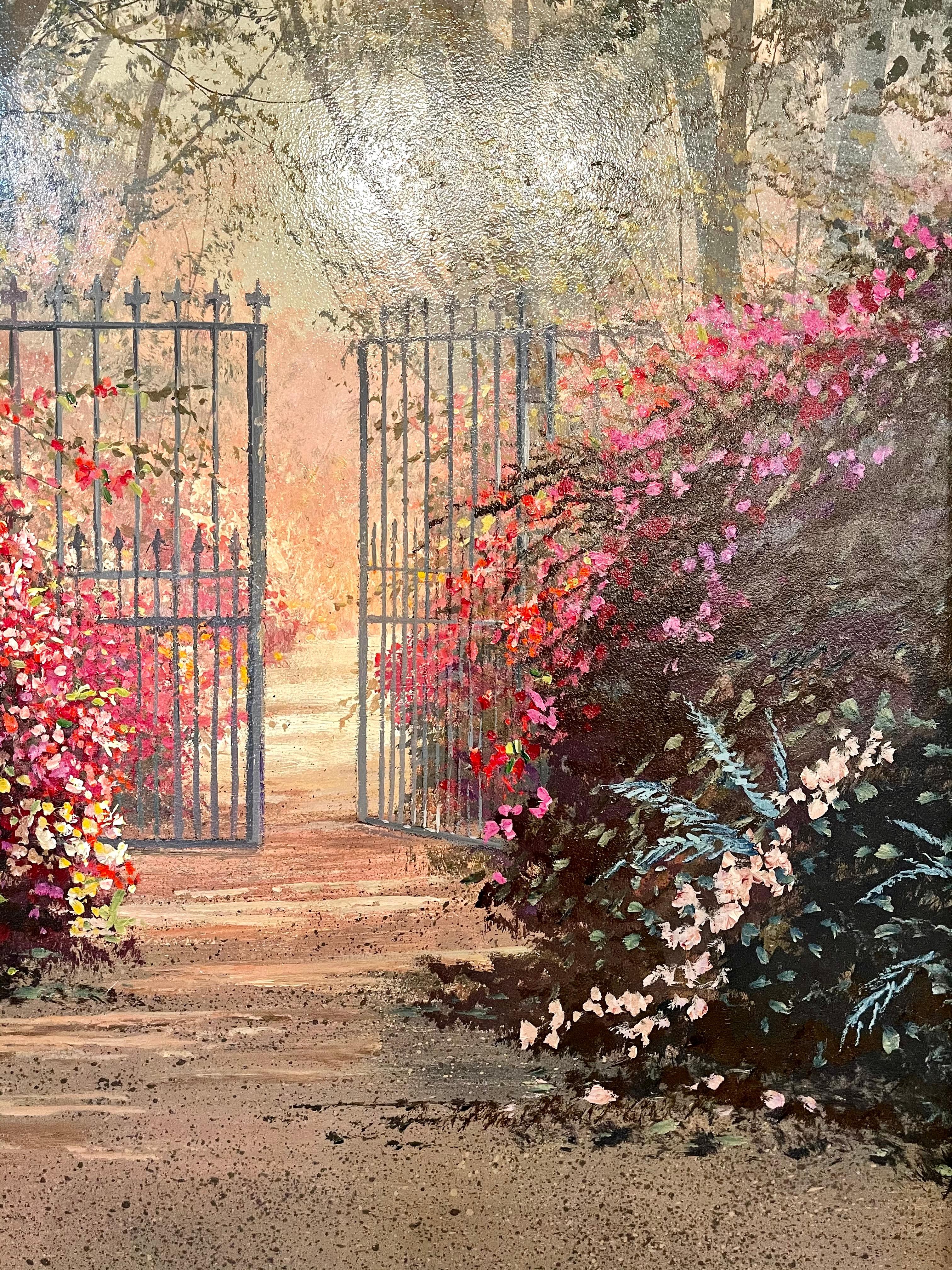 Canvas Juan Archuleta Gates and Garden Painting For Sale