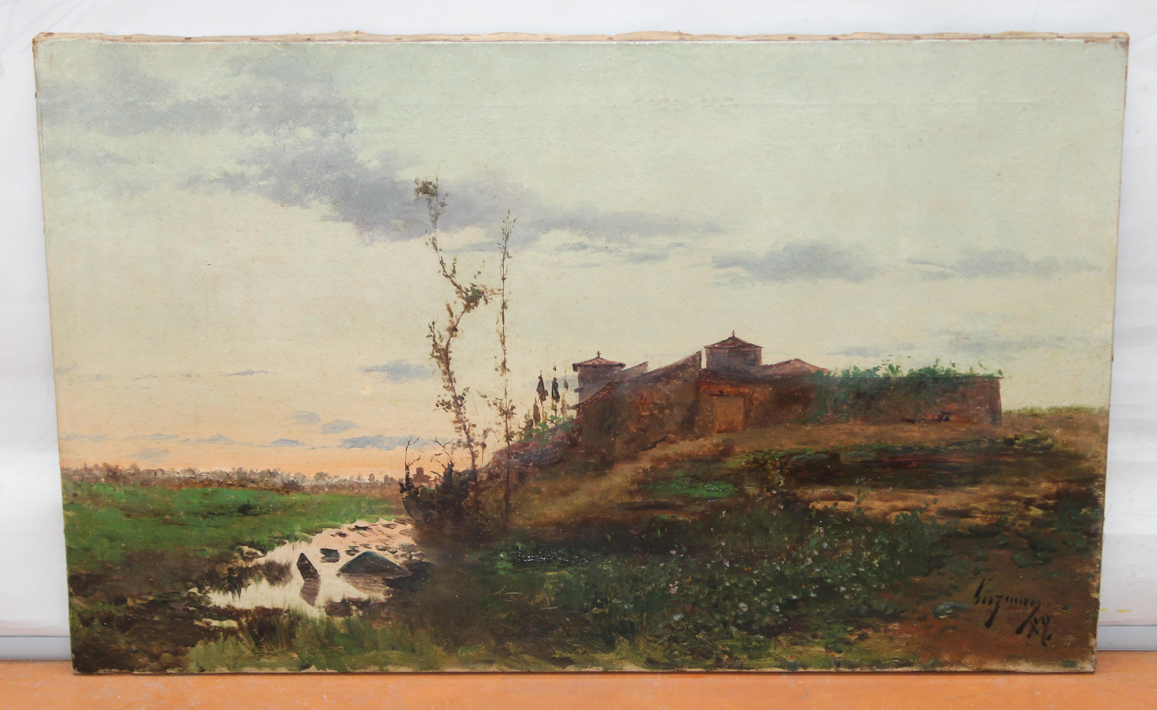 Óleo sobre tela - Paisaje - Painting by Juan Bautista de Guzmán y Orantes