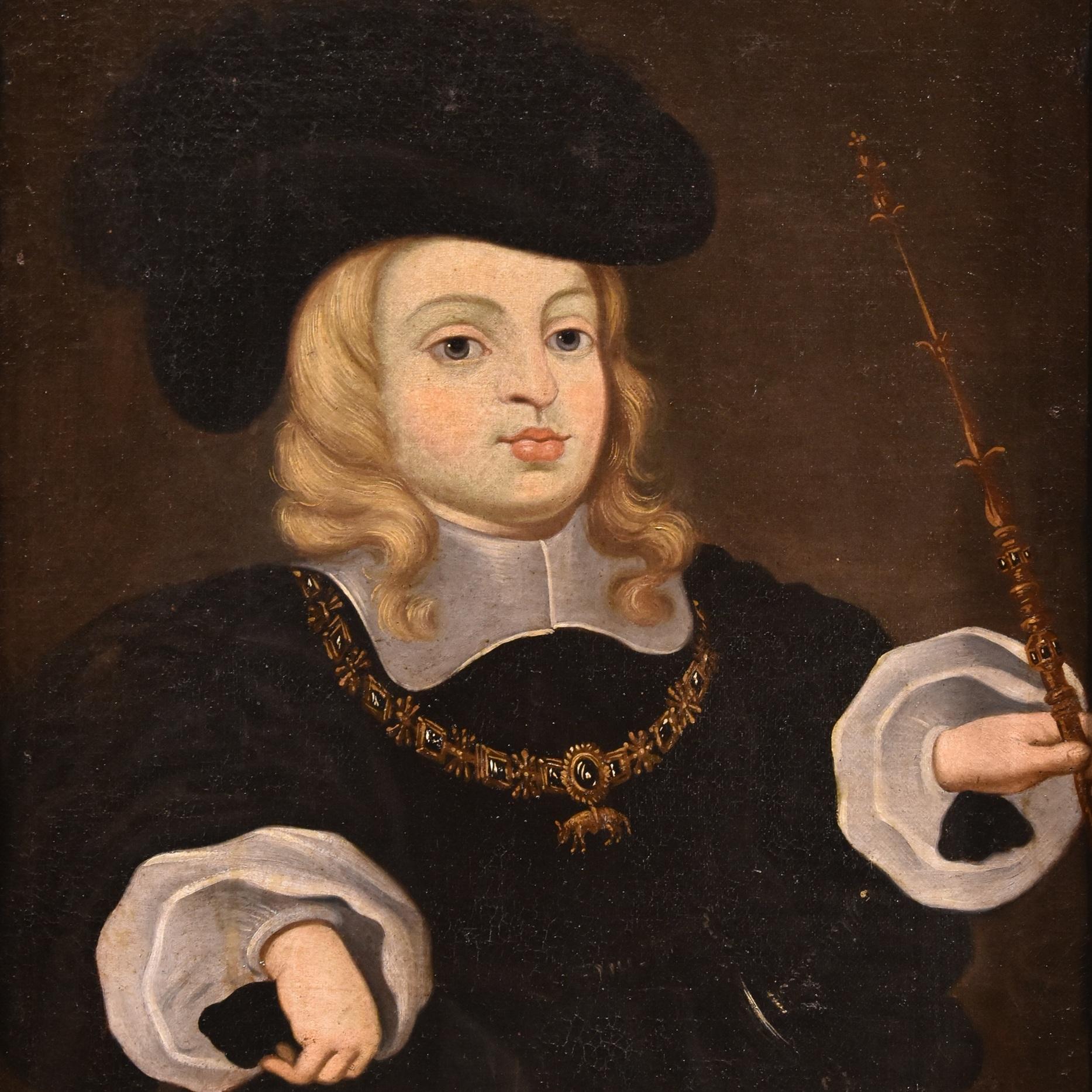 Charles Ii König Spanien, Kind Del Mazo, Gemälde, Öl auf Leinwand, 17. Jahrhundert, Alter Meister (Schwarz), Portrait Painting, von  Juan Bautista Martínez del Mazo (Castile 1611 - Madrid 1667) 