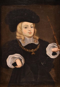 Carlos Ii Rey España Niño Del Mazo Pintura Siglo XVII Óleo sobre lienzo Viejo maestro