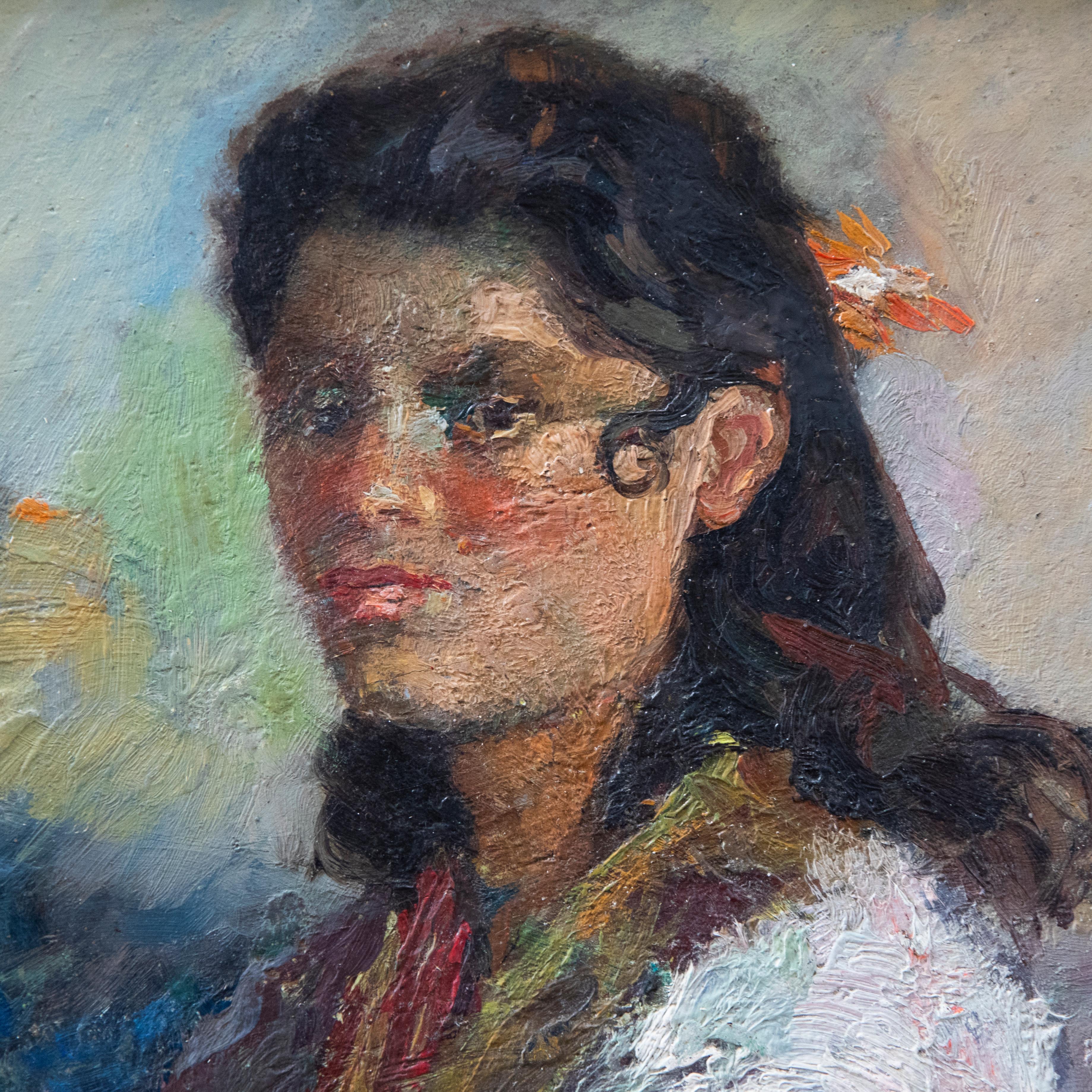 Juan Bautista Porcar Ripollés (1889-1974) - Early 20th Century Oil, Catalan Girl For Sale 3