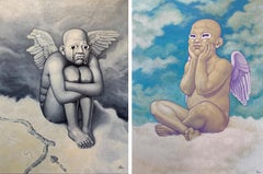 Despair and Joy, Diptych. Acrylic painting on canvas