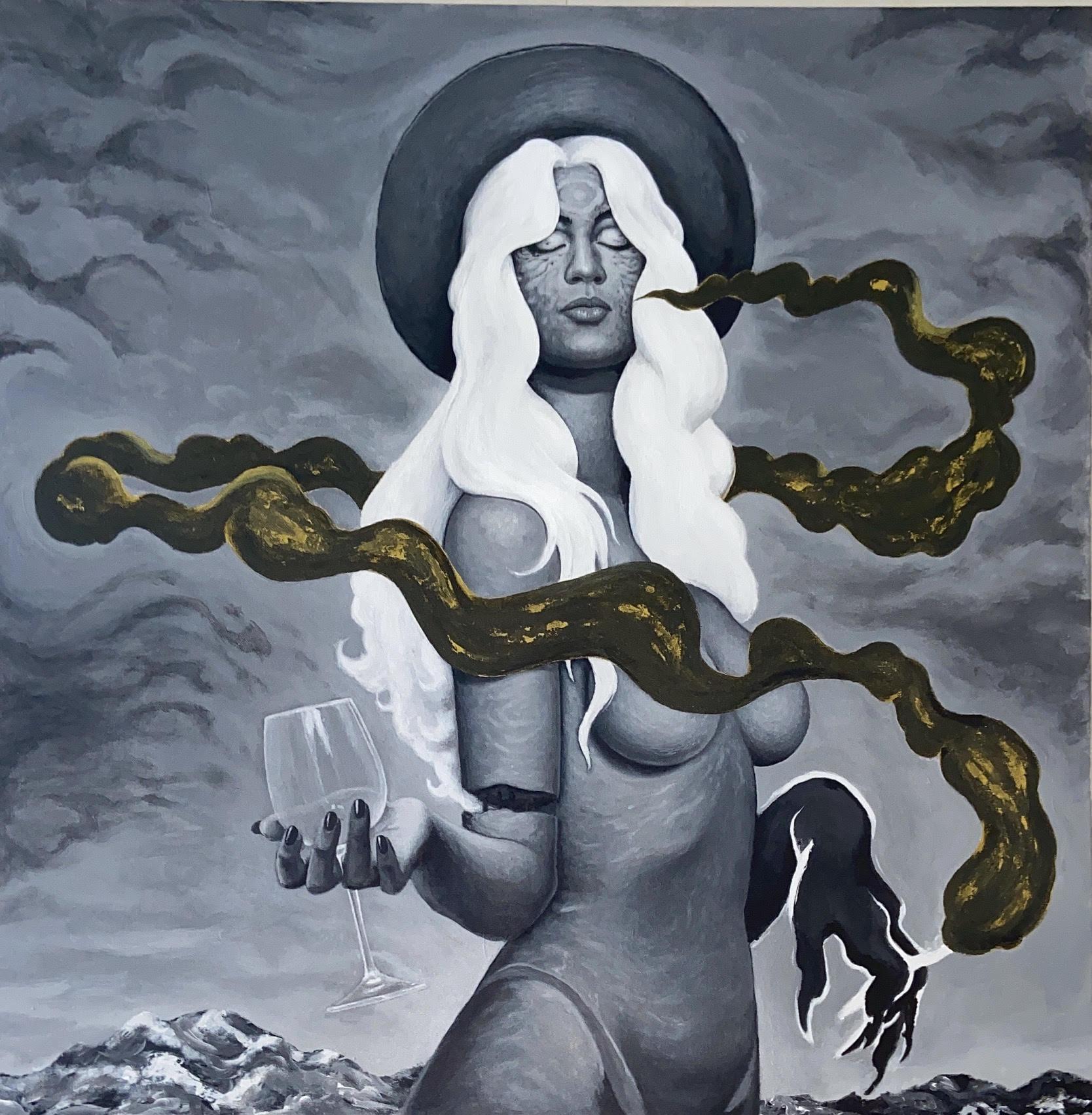 Juan C. Estrada Portrait Painting - Untitled Nude, Painting. Mounted on canvas