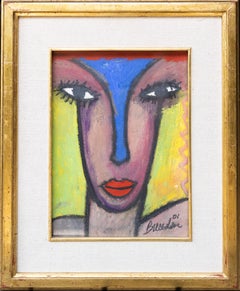 Portrait of a Woman - Expressionist Mixed Media Piece