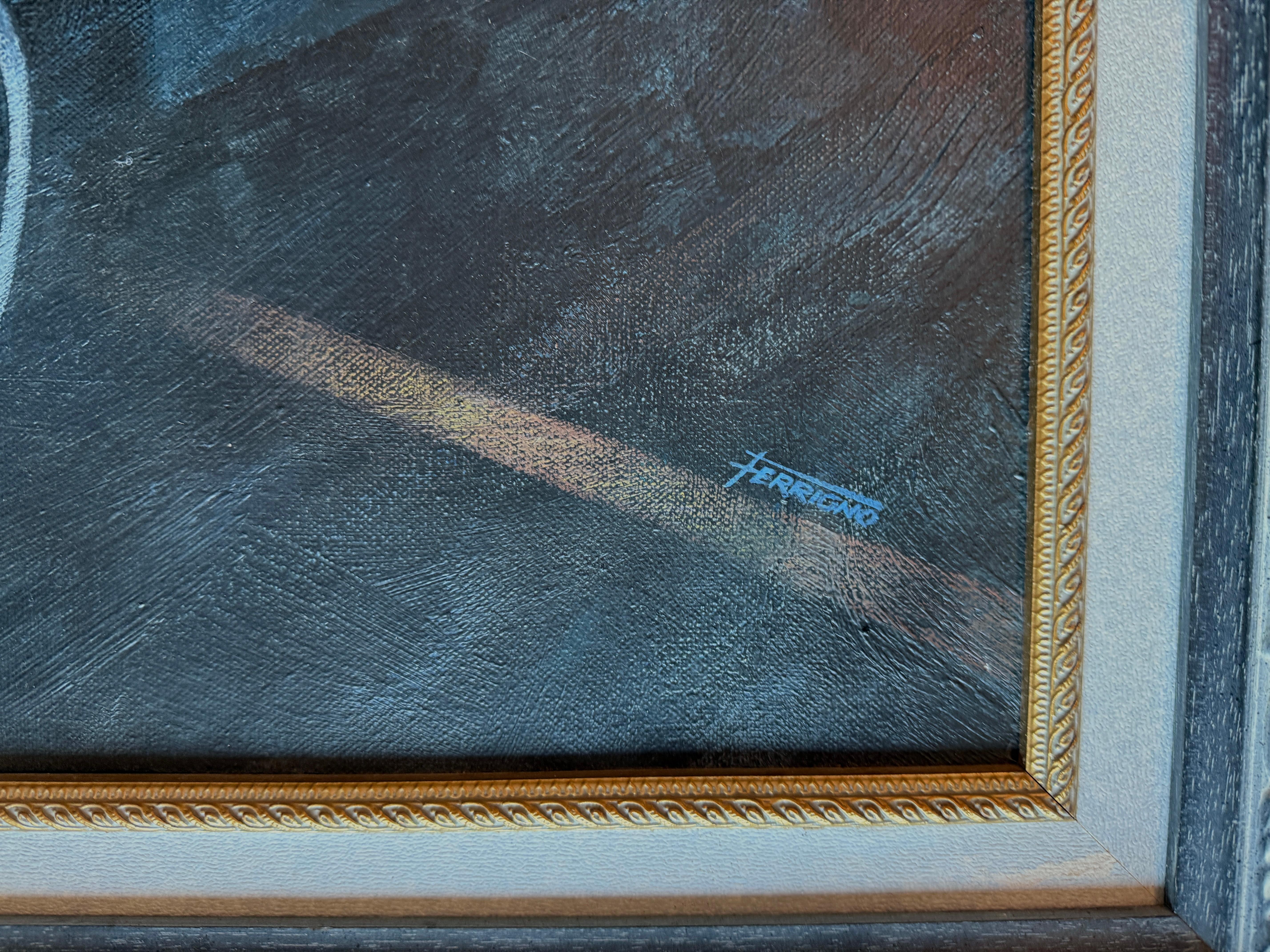 Jaguar E-Type Roadster (Serie 1) Öl auf Leinwand Gemälde (Zeitgenössisch), Painting, von Juan Carlos Ferrigno