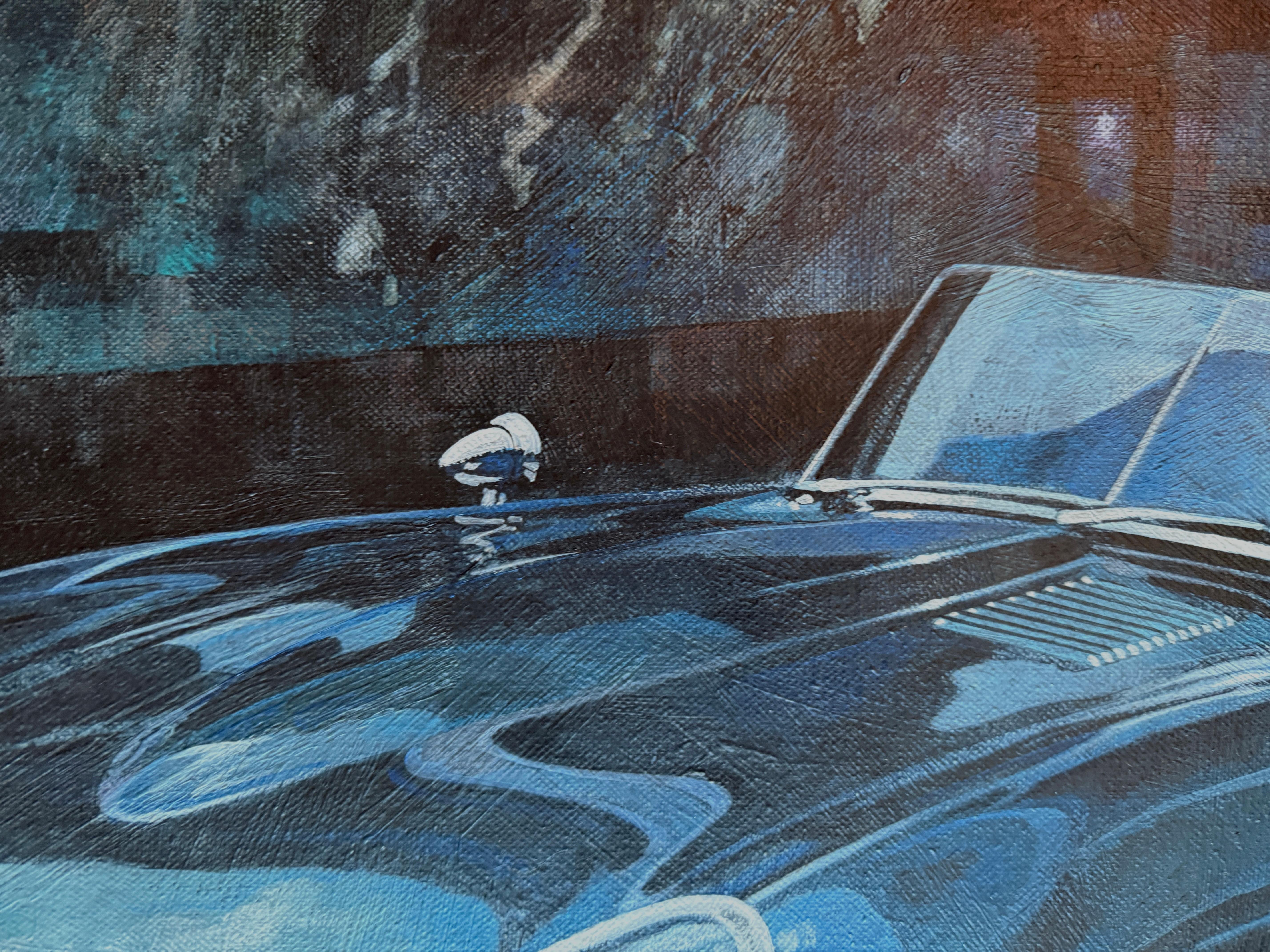 Jaguar E-Type Roadster (Serie 1) Öl auf Leinwand Gemälde im Angebot 1