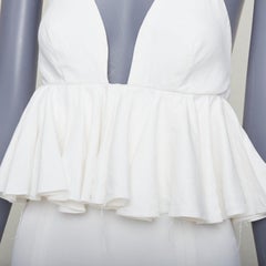 JUAN CARLOS OBANDO 2014 Runway viscose linen peplum plunge bridal dress US4 S