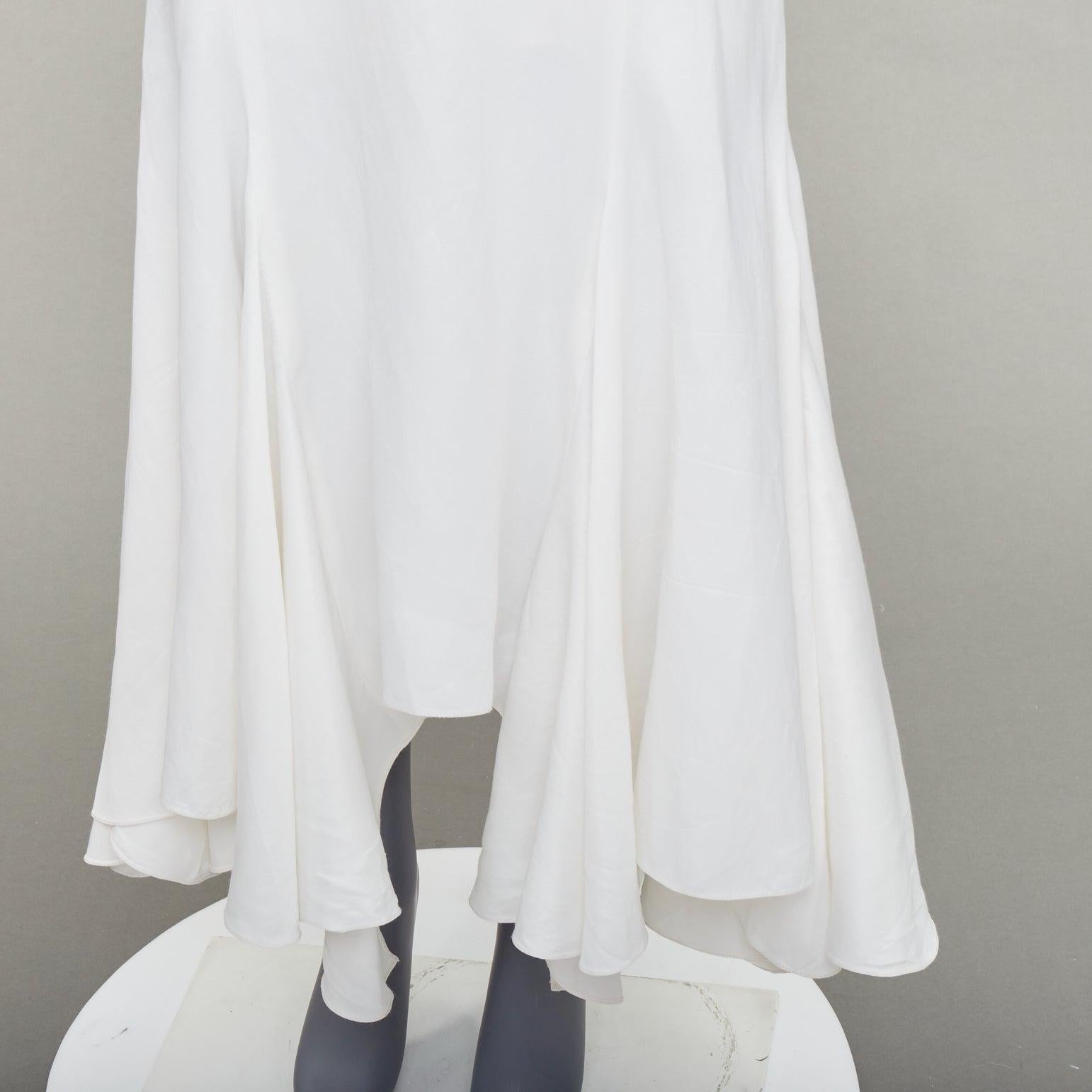 JUAN CARLOS OBANDO 2014 Runway Viskose Leinen Schößchen plunge Brautkleid US4 S im Angebot 2