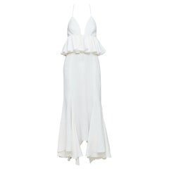 JUAN CARLOS OBANDO 2014 Runway viscose lin peplum plunge bridal dress US4 S