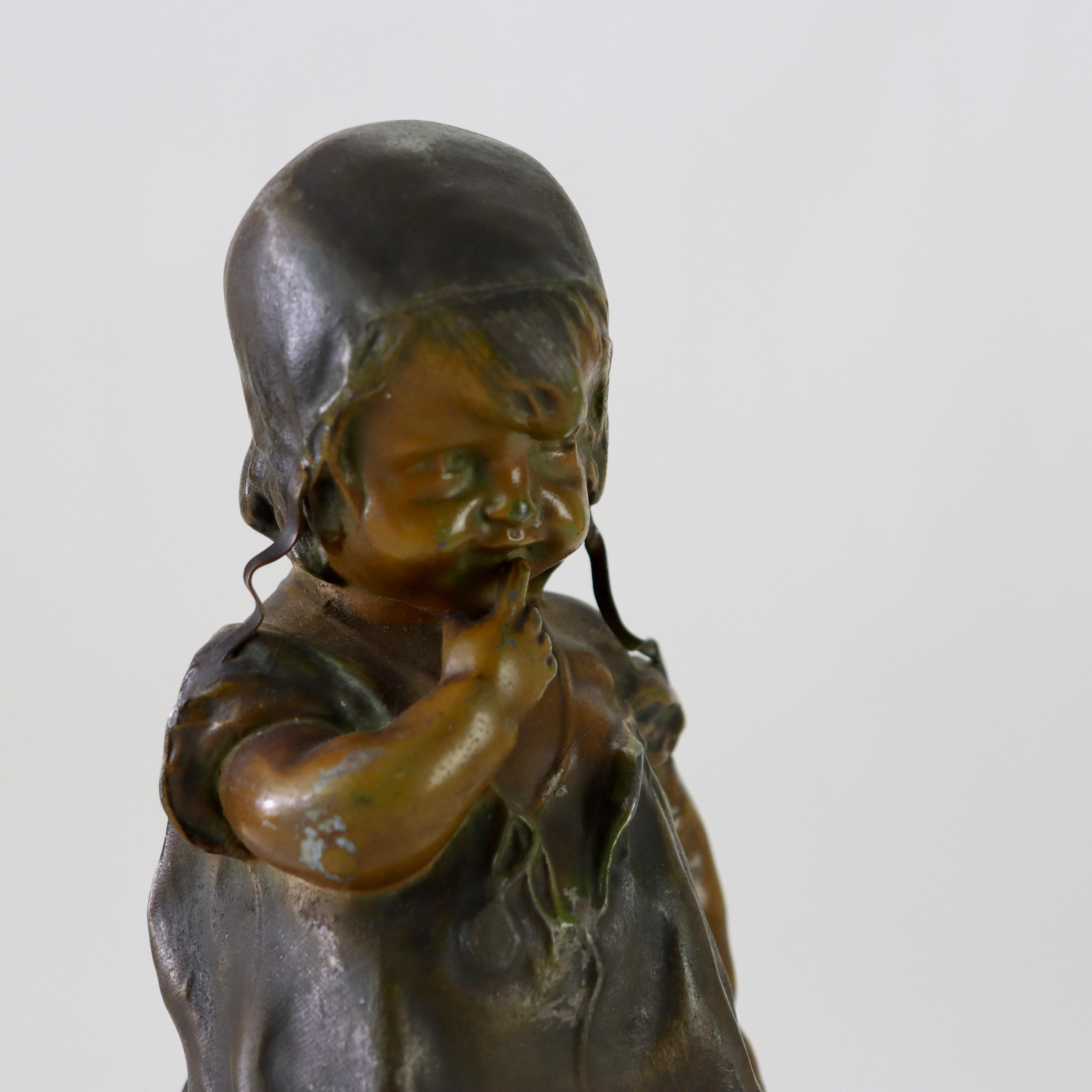 Juan Clara 1st Edition Bronze Figure “Girl On The Stool” C1900 in vendita 3