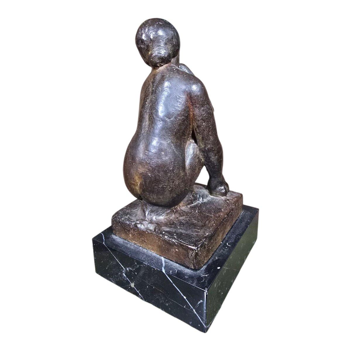 Spanish Juan Clara and Ayats (1875-1958) Solid Bronze Sculpture on Marble Base For Sale