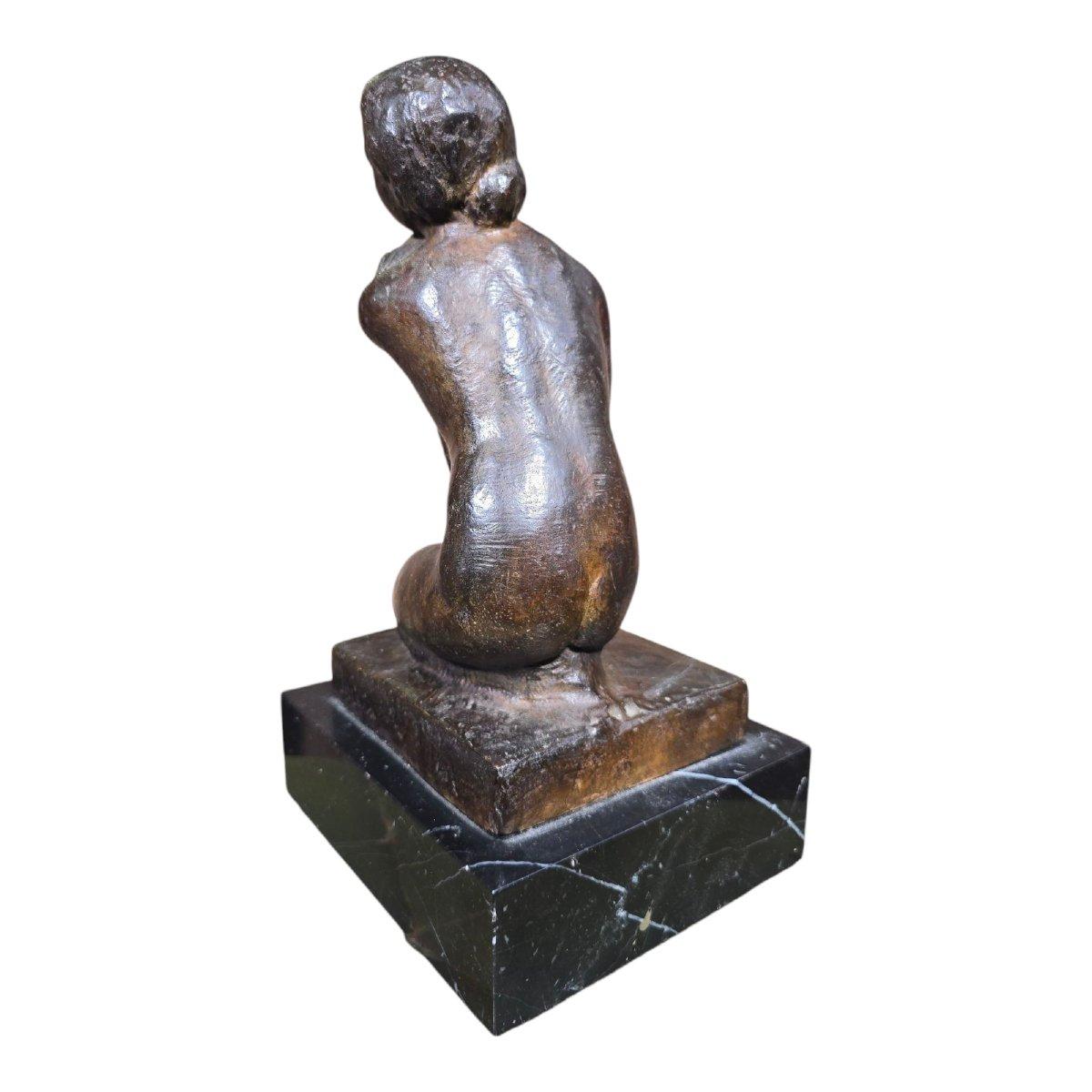 20th Century Juan Clara and Ayats (1875-1958) Solid Bronze Sculpture on Marble Base For Sale