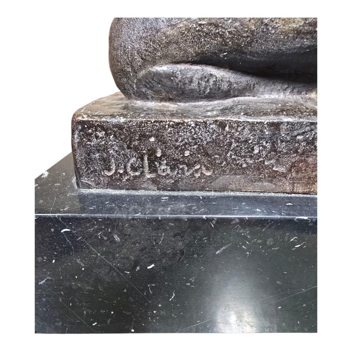 Juan Clara and Ayats (1875-1958) Solid Bronze Sculpture on Marble Base For Sale 1
