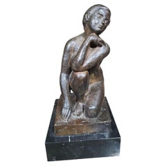 Juan Clara e Ayats (1875-1958) Scultura in bronzo massiccio su base di marmo