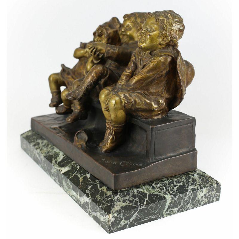 Européen Statue en bronze de Juan Clara Enfants 