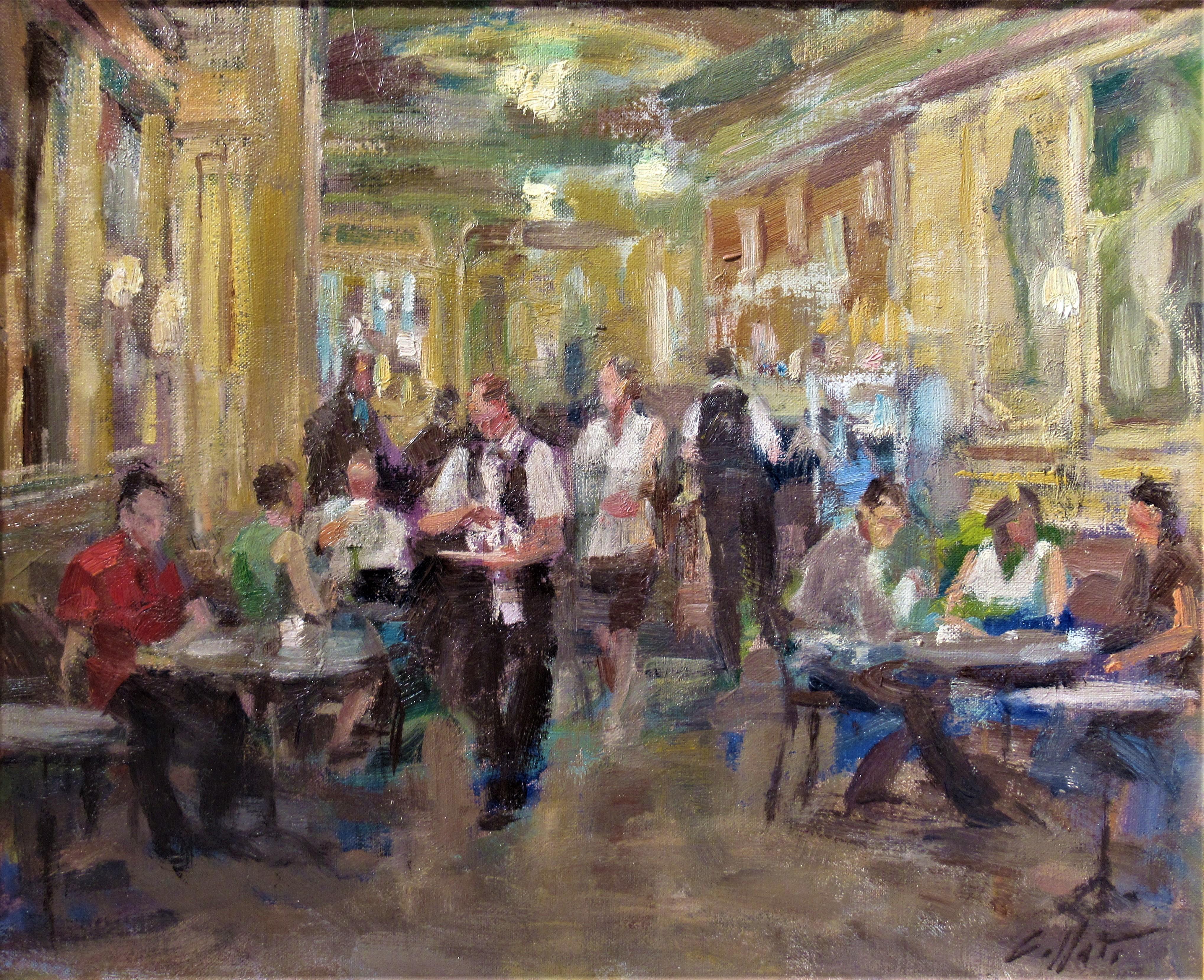 Cafe Lopez, Barcelona - Painting by Juan Collado Y Anton