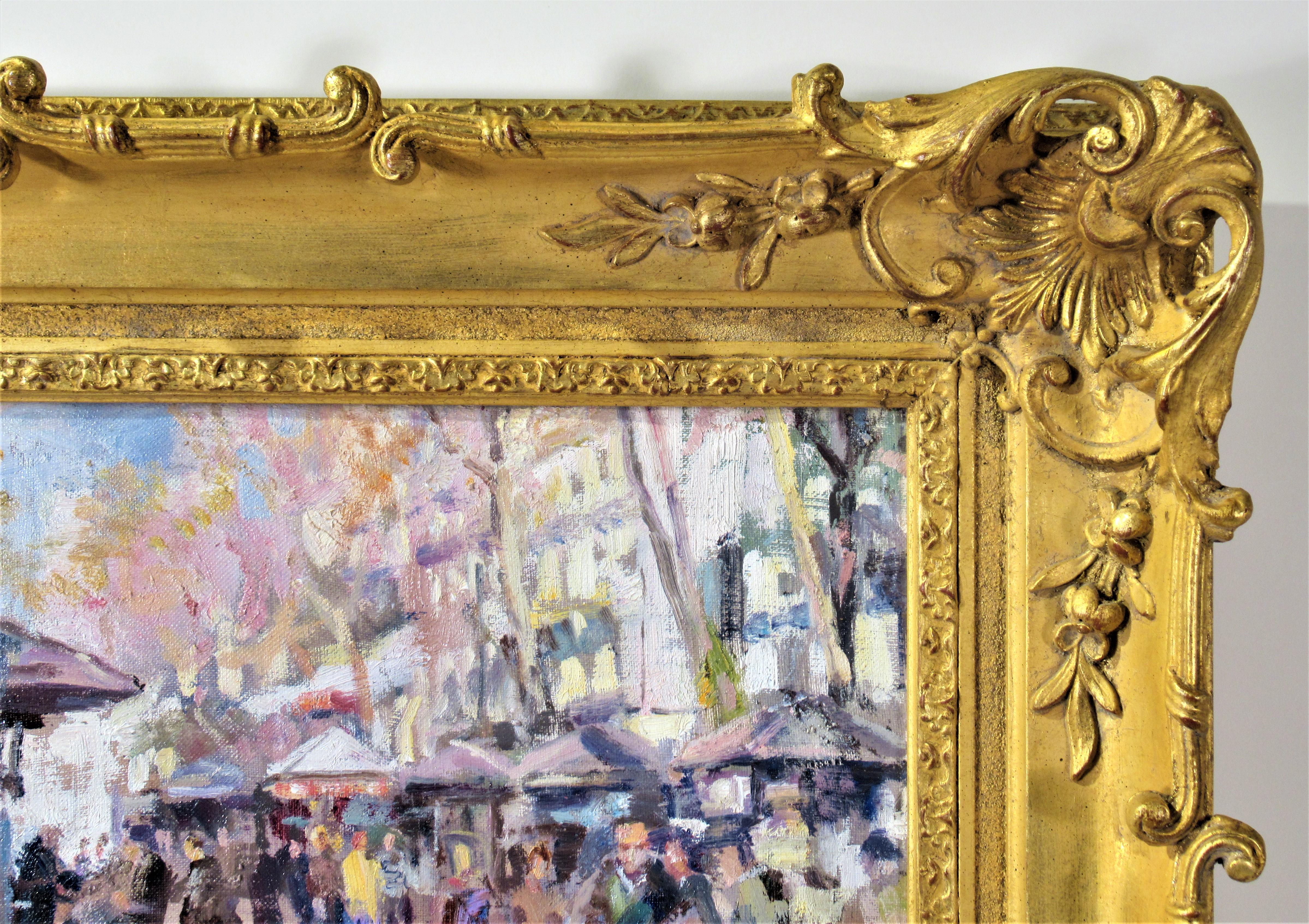 La Rambla - Figurative Painting Beige de Juan Collado Y Anton