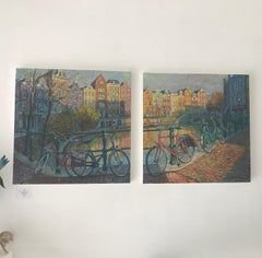 Amsterdam NETHERLANDS original cityscape painting  Art Impressionism 21st
