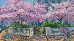Blüte in London – Impressionistisches Ölgemälde, moderne Stadtlandschaft