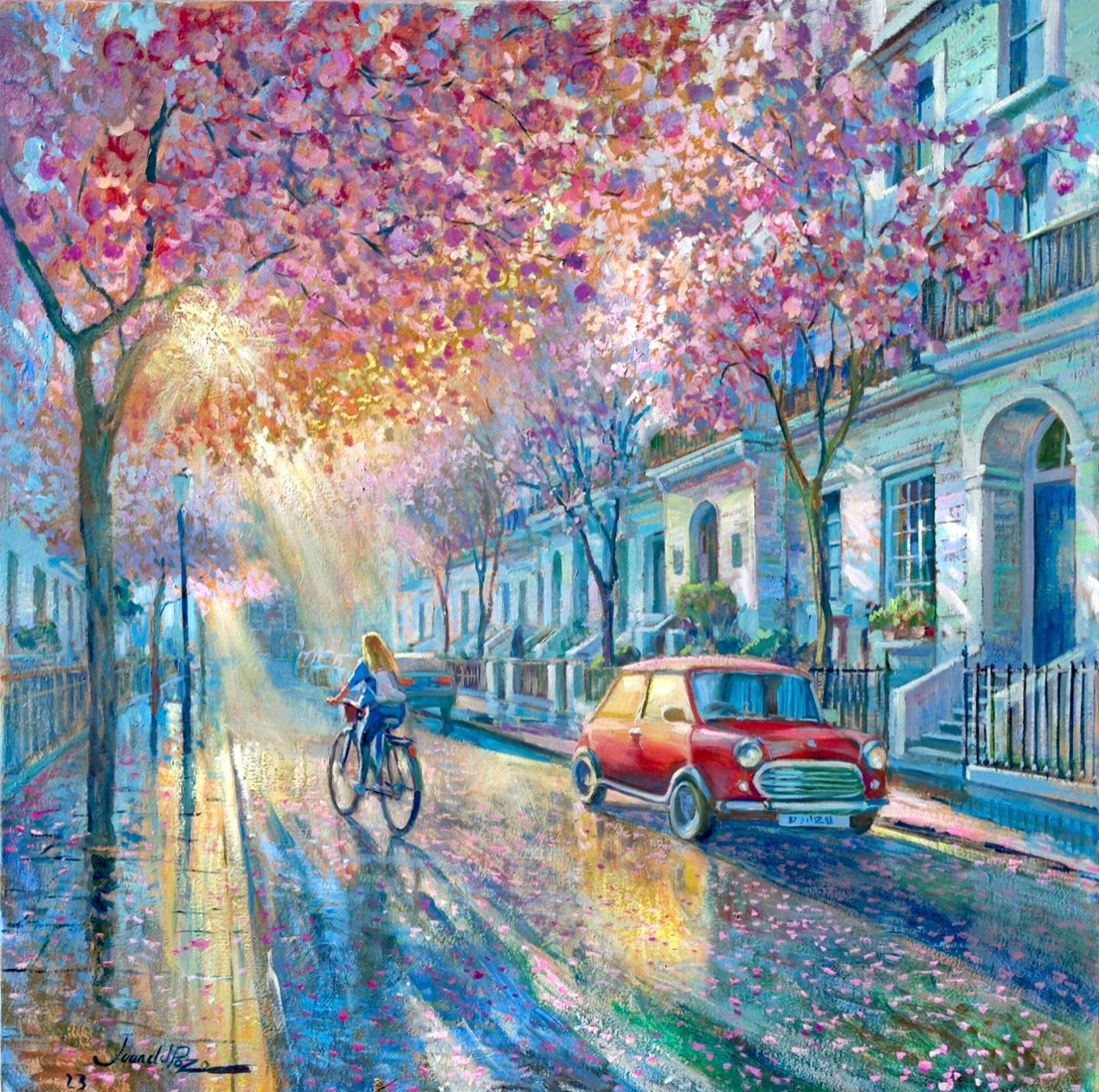 Blossoms After Rain - original modern landscape art- impressionist oil painting