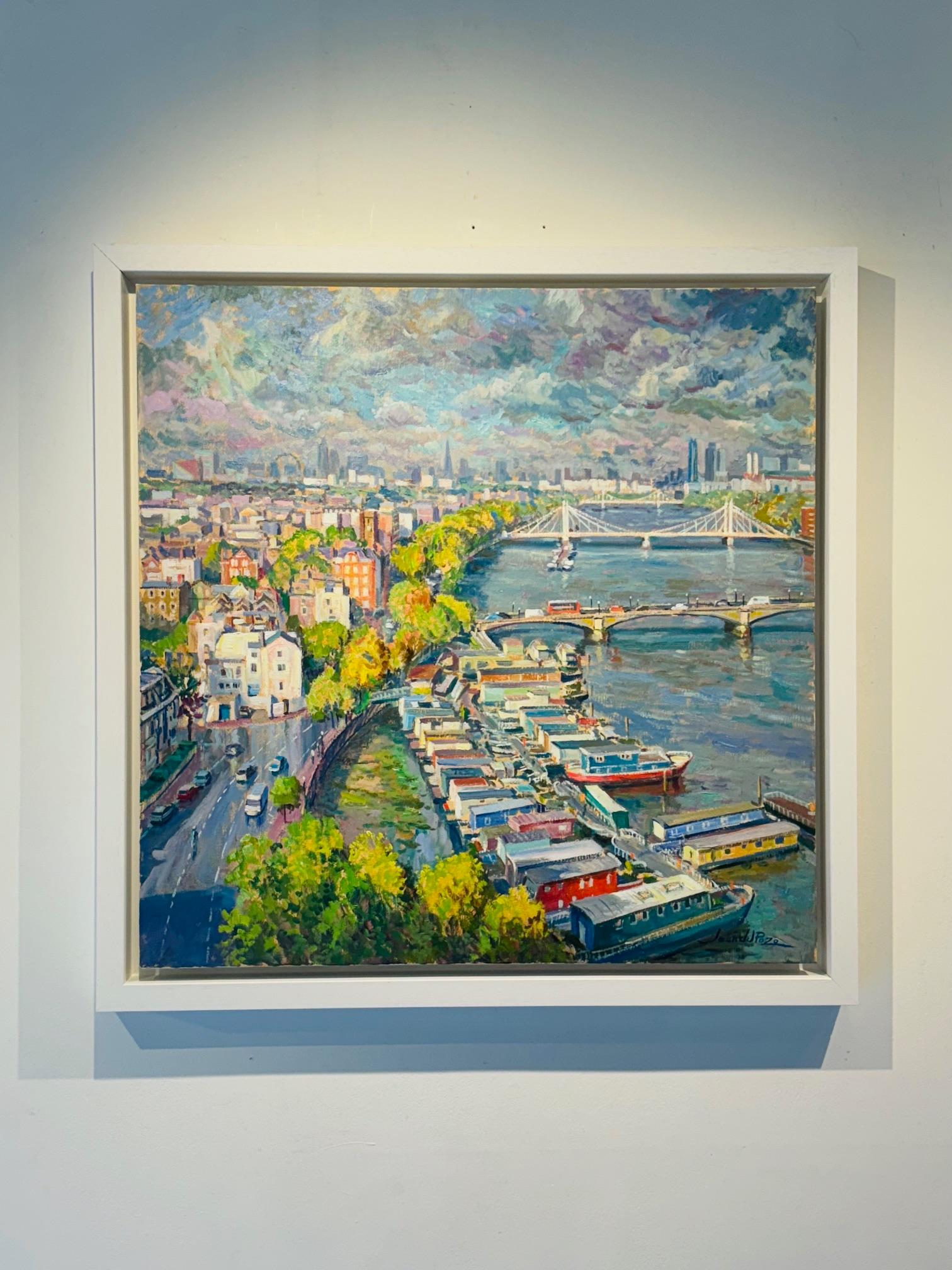Chelsea Colours - peinture à l'huile contemporaine originale d'un paysage urbain - Impressionnisme Painting par Juan del Pozo