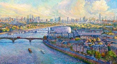 Chelsea Waterfront - cityscape London impressionism oil painting Contemporary