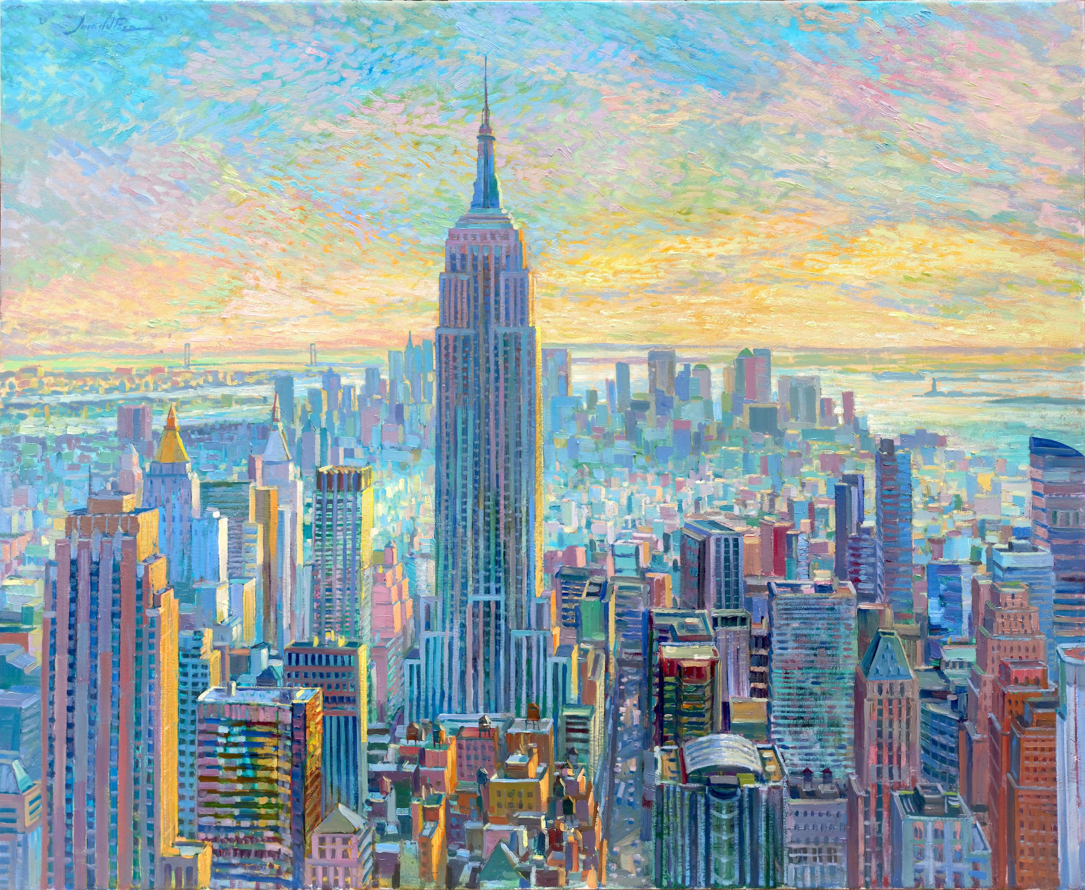 Juan del Pozo Abstract Painting - Empire State Building - original cityscape landscape oil artwork Contemporary