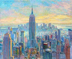 Empire State Building - peinture à l'huile originale de paysage urbain impressionniste