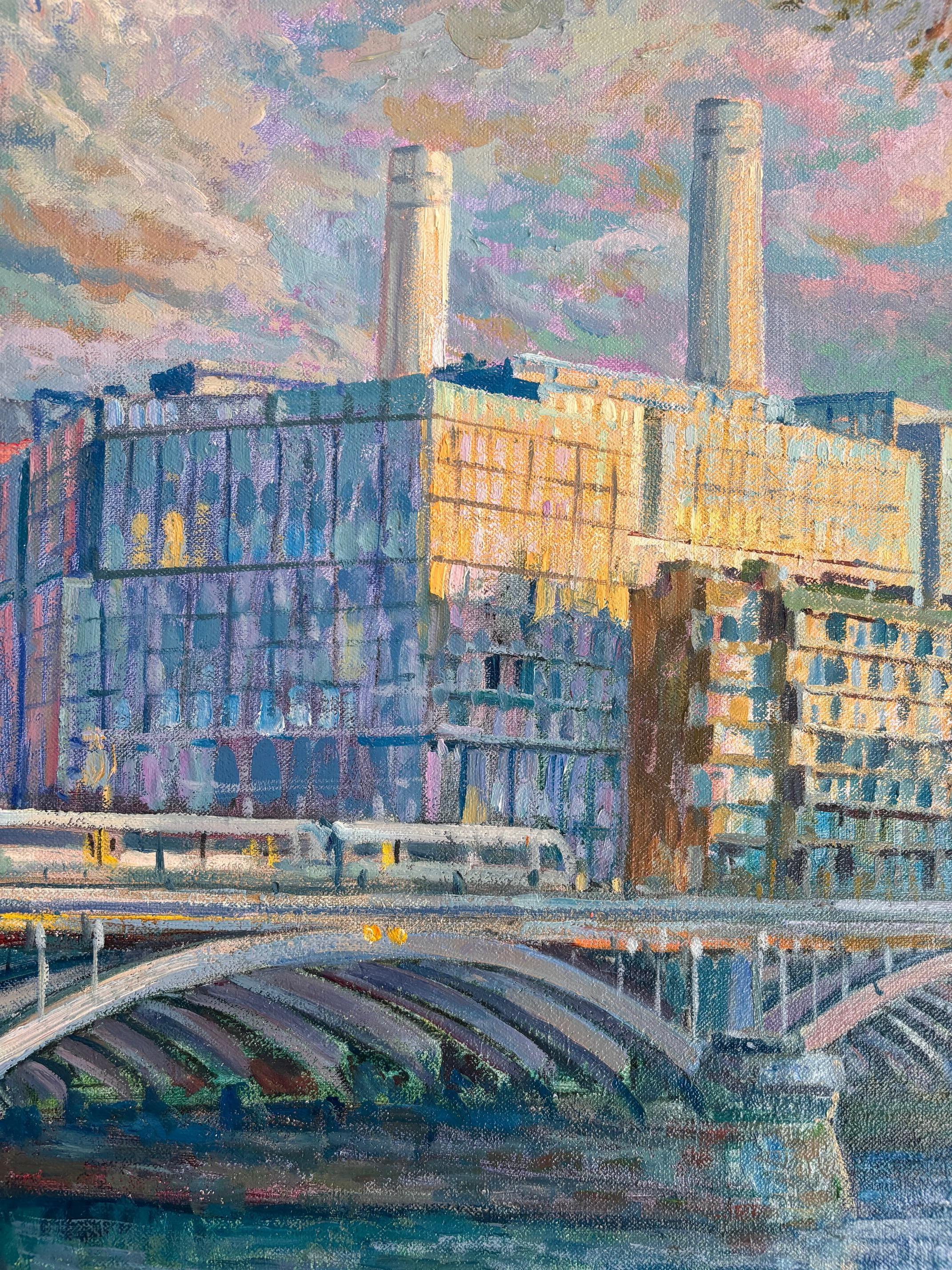 Cette œuvre d'art exceptionnelle est actuellement exposée et disponible à la vente à la Signet Contemporary Art Gallery et en ligne.

Baigné dans un bain prismatique de bleus froids et de lumière dorée, 