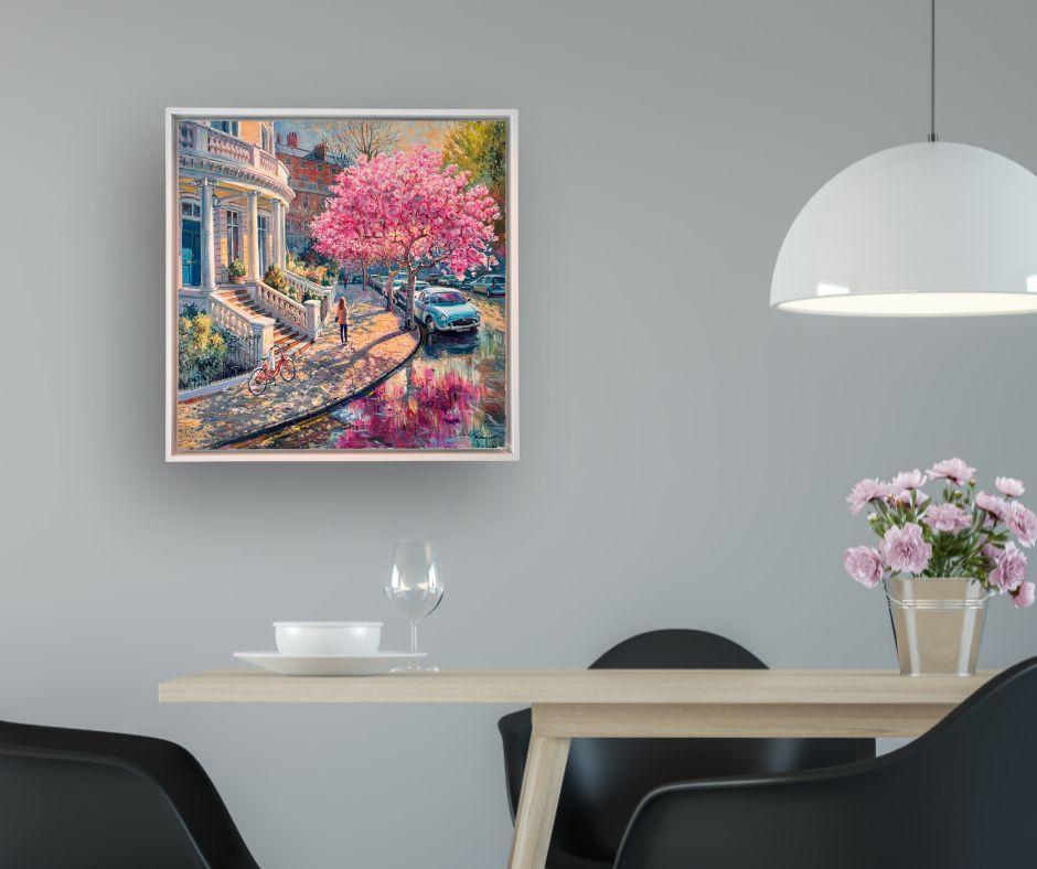 Dieses außergewöhnliche Kunstwerk ist derzeit in der Signet Contemporary Art Gallery und online ausgestellt und zu verkaufen.

Das strahlende und einladende Kensington Blossoms von Juan del Pozo ist ein leuchtendes Fest der frühlingshaften Eleganz,