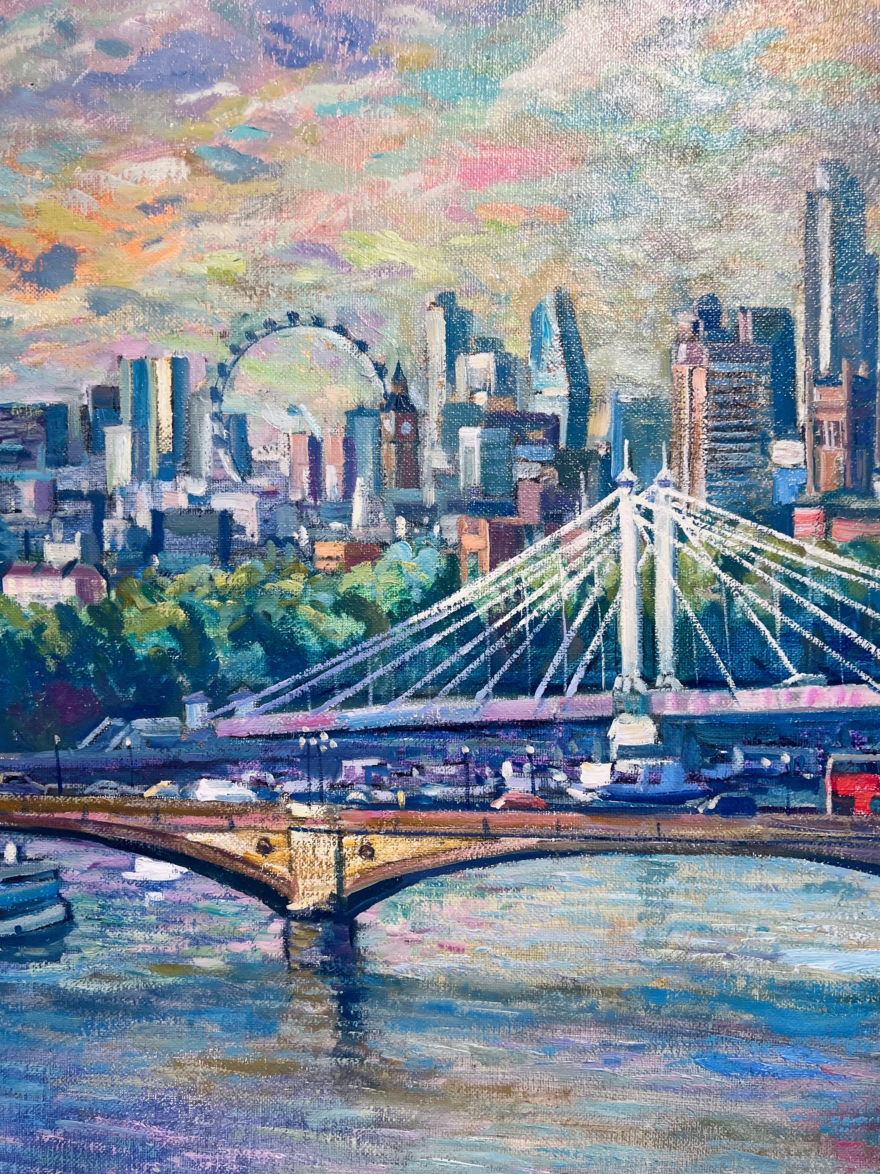 London Bridges -original impressionism cityscape oil painting-contemporary Art For Sale 1