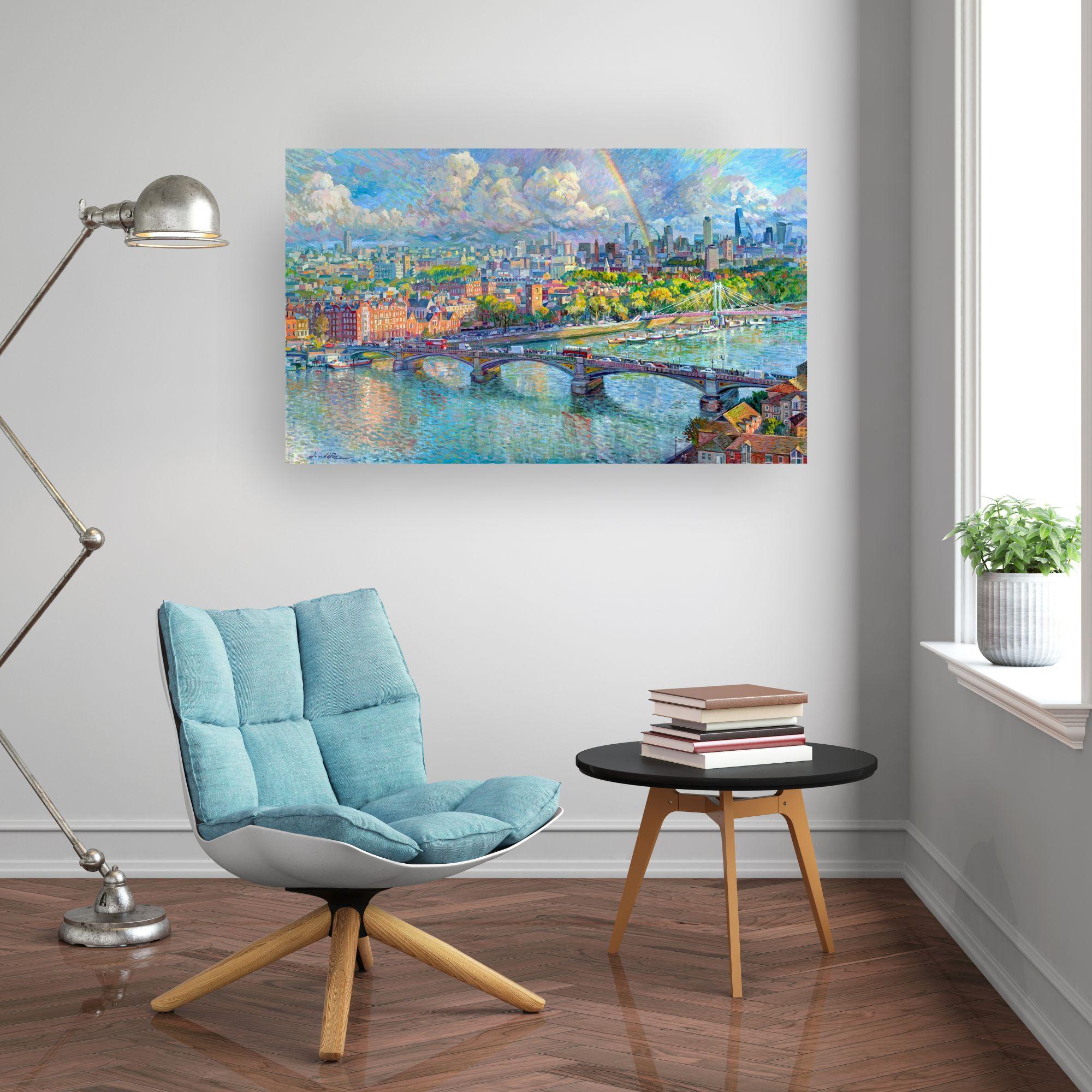 Cielo de Londres - pintura al óleo original impresionismo paisaje urbano- arte contemporáneo en venta 1
