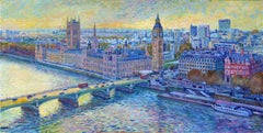 London Skyline II - Cityscape architectural impressionism painting Contemporary