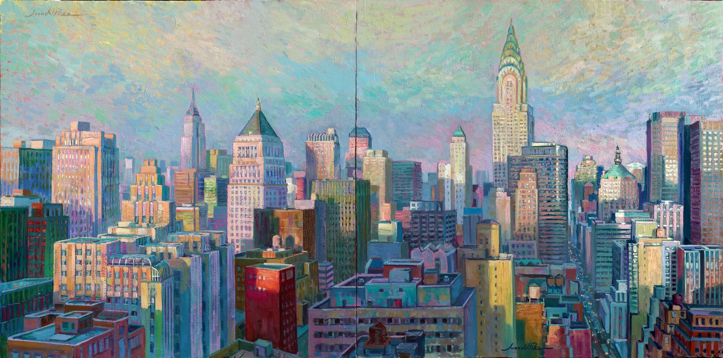 Juan del Pozo Landscape Painting - Manhattan Afternoon original New York landscape cityscape US Panorama painting