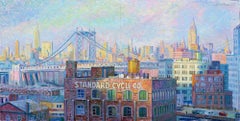 Manhattan Bridge, NYC-original impressionism cityscape painting-contemporary Art