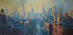 Manhattan lights  Diptych original city landscape  painting