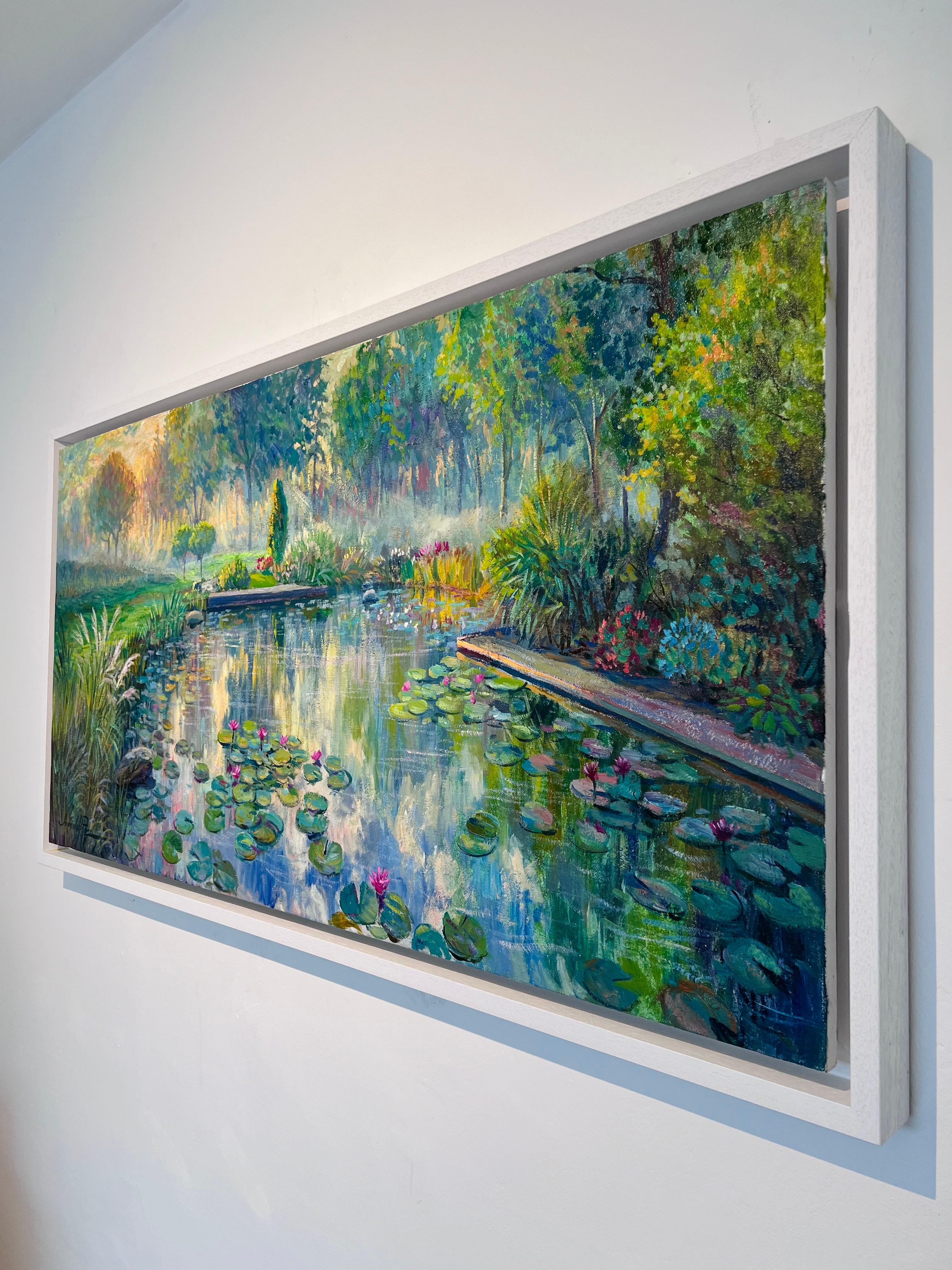 Mystic Pond - original impressionism landscape oil painting - contemporary art - Impressionist Painting by Juan del Pozo