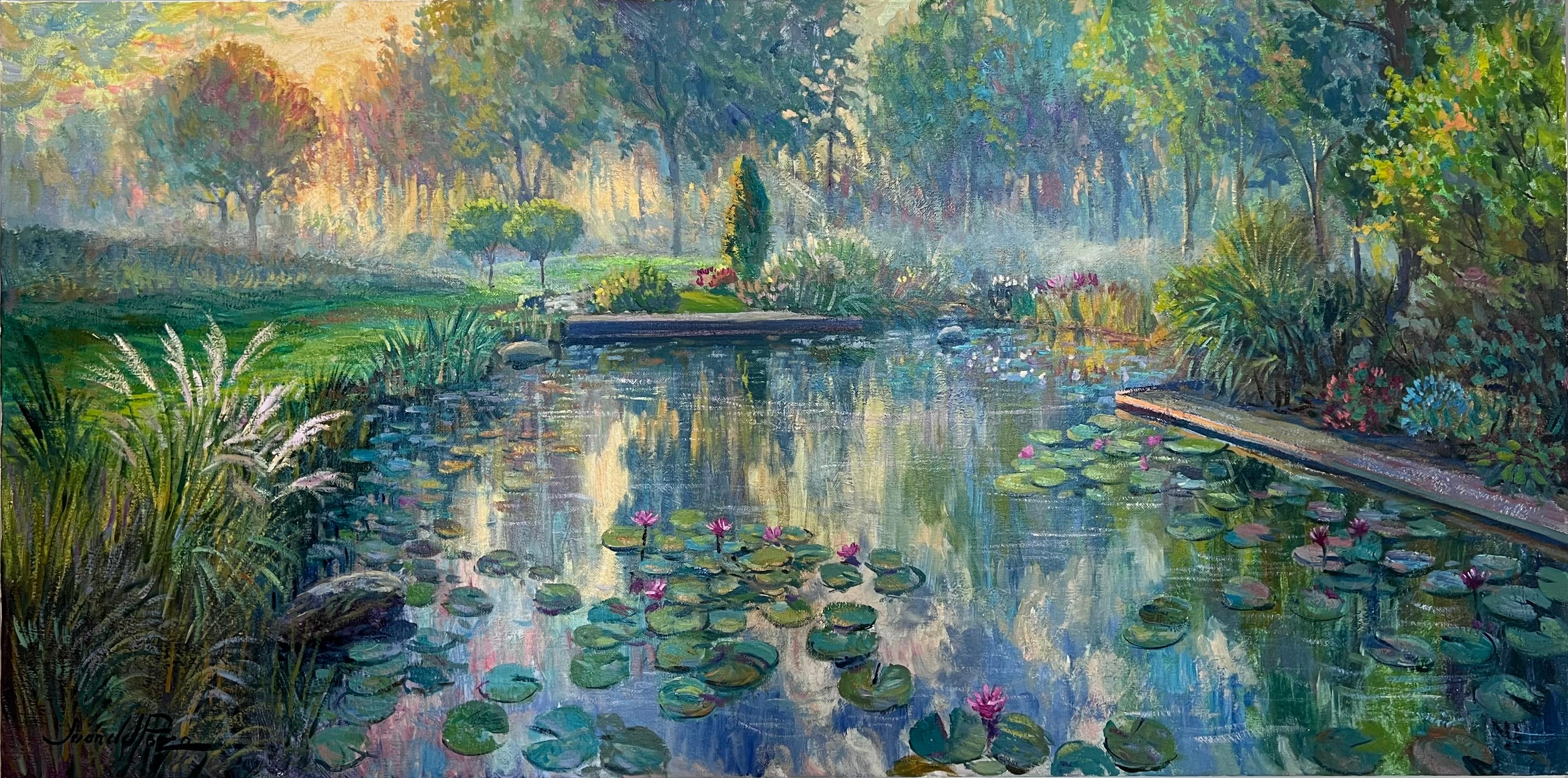 Juan del Pozo Landscape Painting - Mystic Pond - original impressionism landscape oil painting - contemporary art