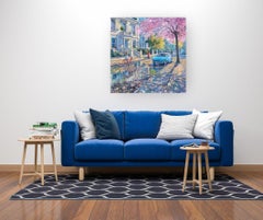 Nissan Figaro - pittura ad olio originale di paesaggio urbano - arte impressionista contemporanea