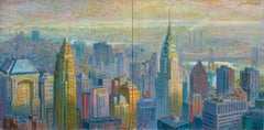 Panoramic Chrysler Diptych Cityscape painting