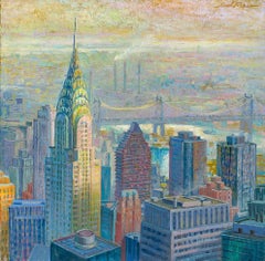Panoramic Chrysler  original city landscape painting