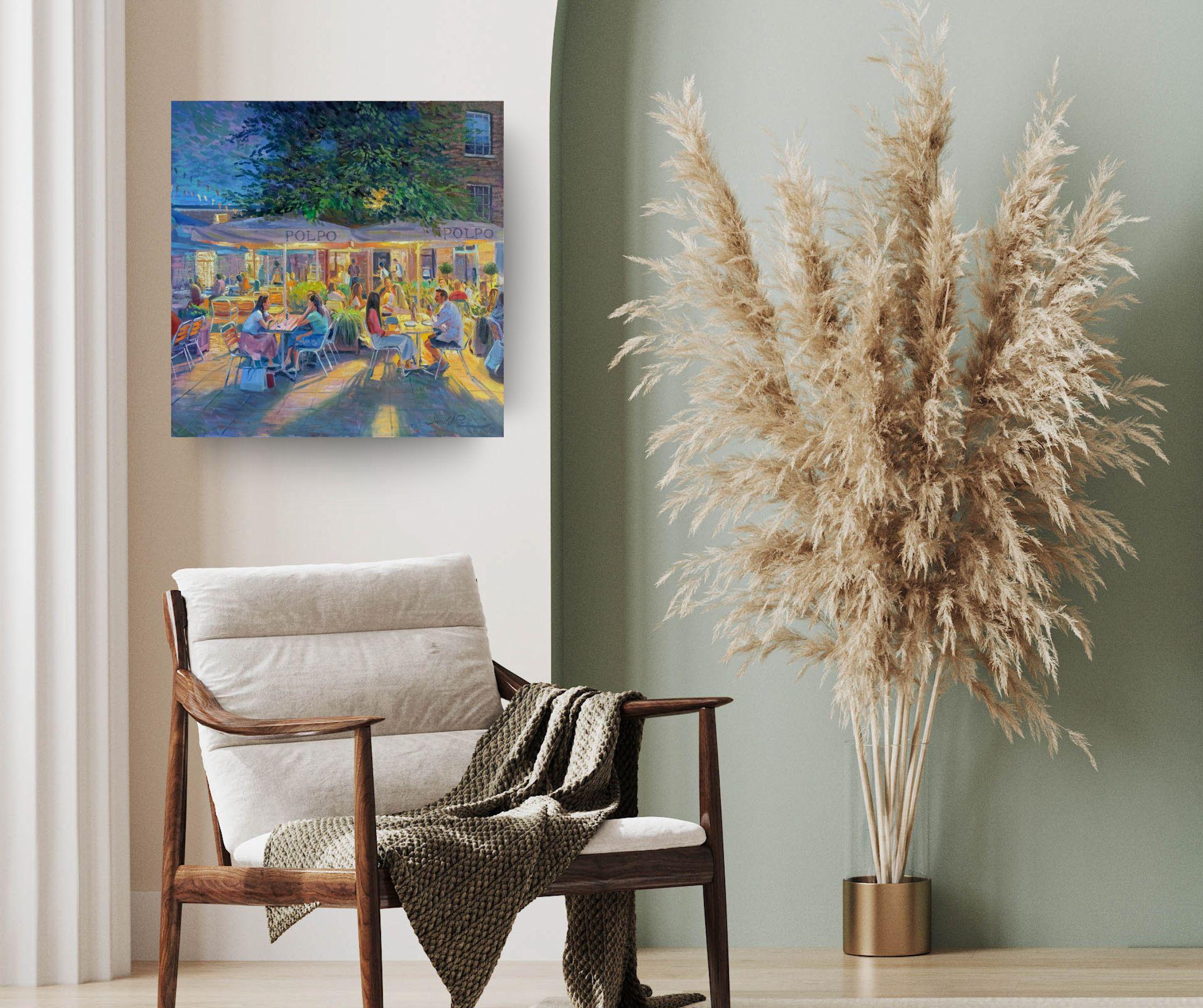 Polpo Night Duke of York Chelsea Impressionismus figurative Stadtlandschaft Ölgemälde im Angebot 1