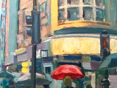Rainy Days in the City - figurative cityscape oil painting contemporary art