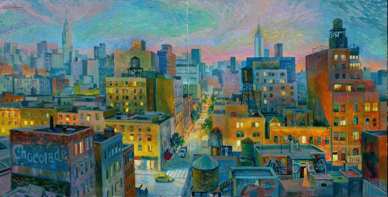 Juan Del Pozo Rooftop Nights New York Original City Landscape
