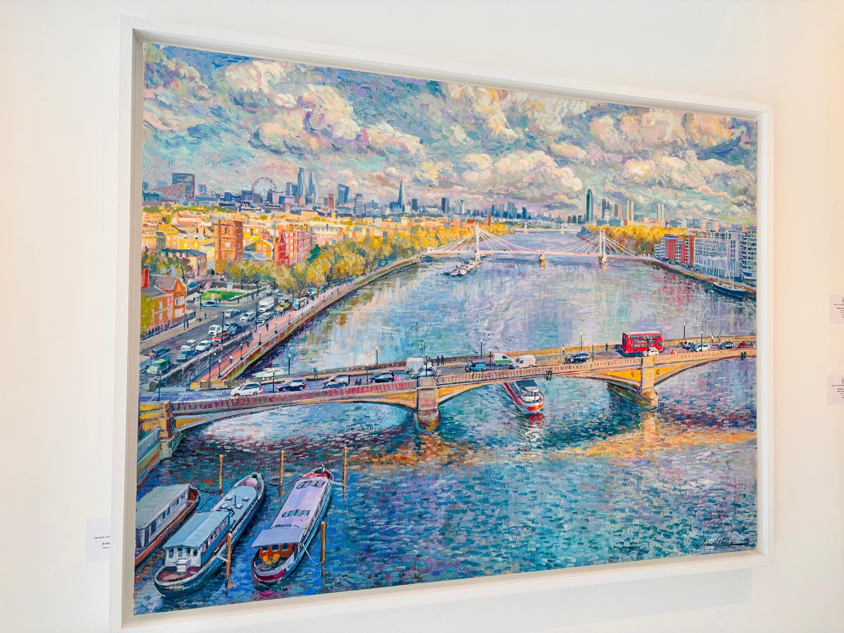 Rush Hour - Original Impressionismus Stadtbild Ölgemälde - zeitgenössische Kunst – Painting von Juan del Pozo