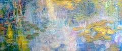 Espejo celeste-impresionismo original pintura paisaje nenúfar-arte contemporáneo