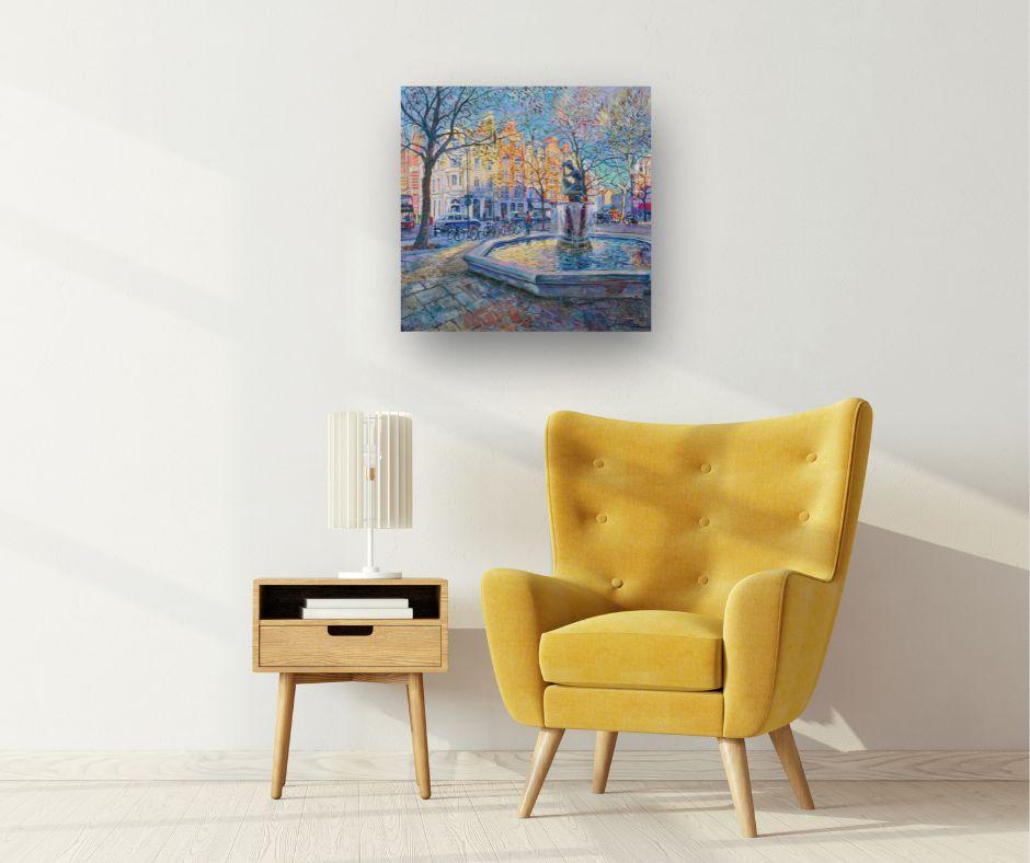 Sloane Venus – original impressionistisches figuratives Ölgemälde mit Stadtansicht, Ölgemälde – Painting von Juan del Pozo